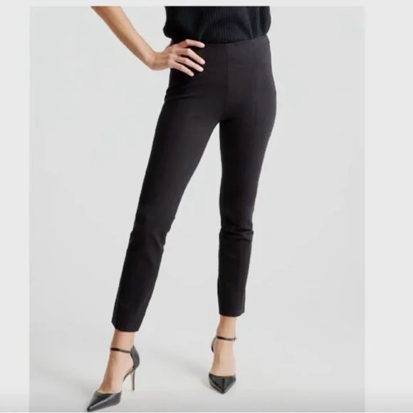 Quince Women's Black Ultra-Stretch Ponte Pants Pintuck Ankle sz XL NWOT - Picture 4 of 4